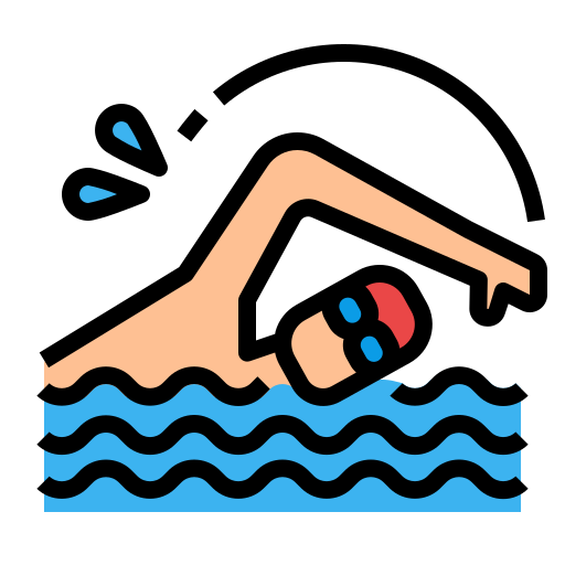 a man swimming free-style